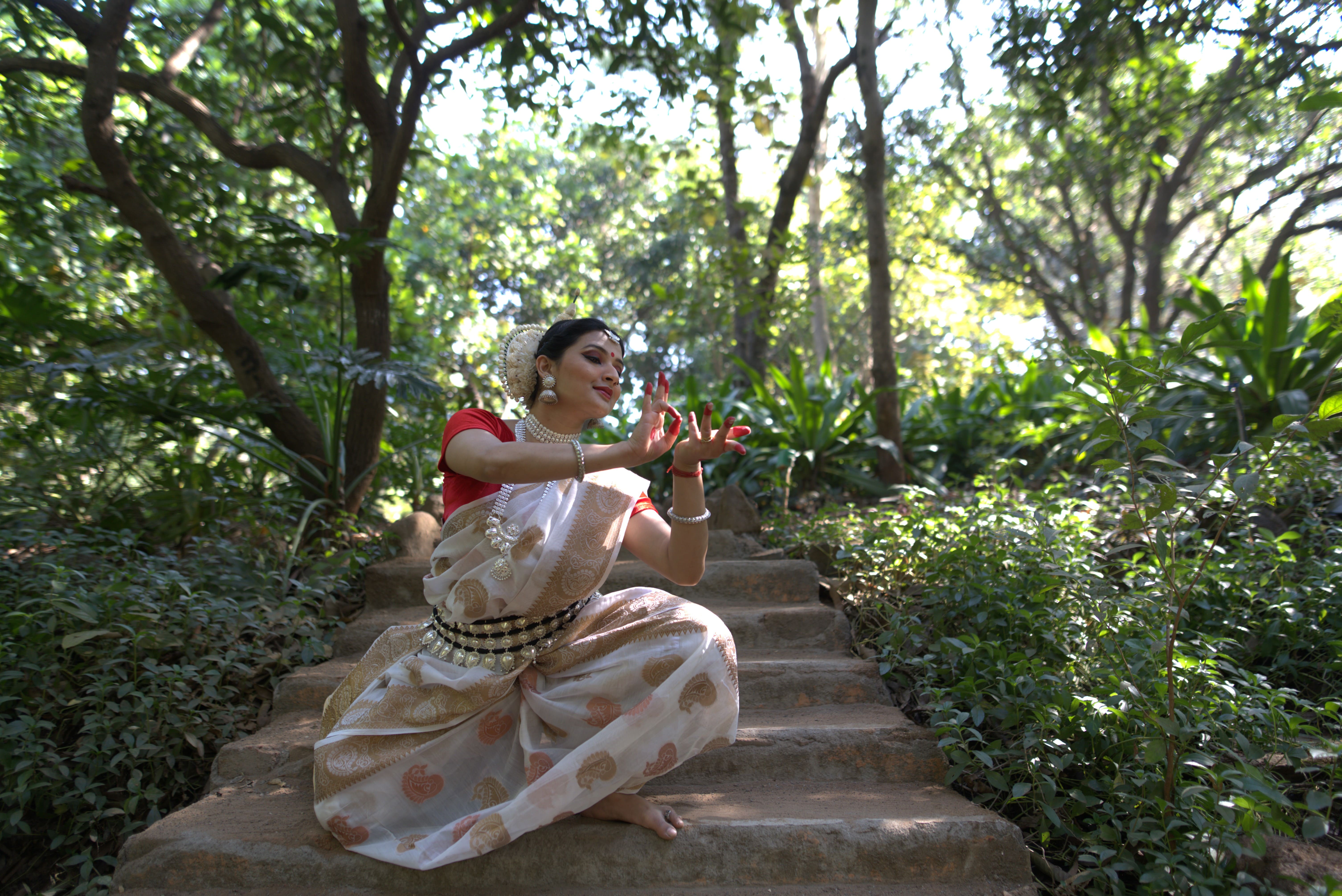 Learning mudras in workshop
